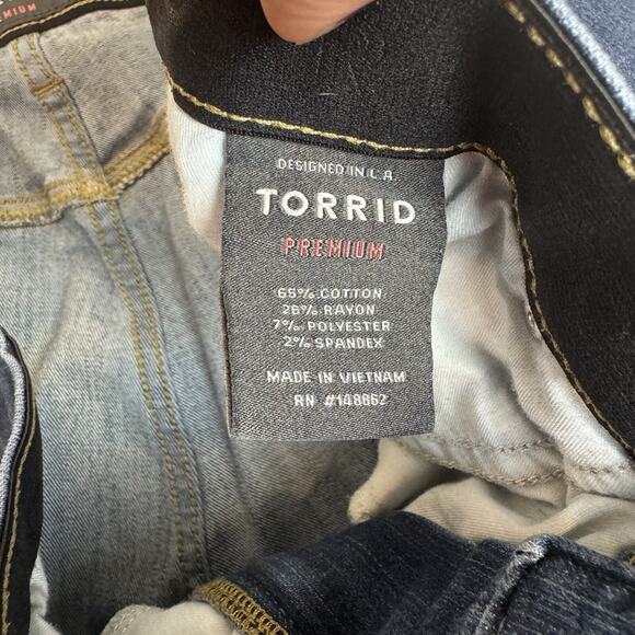 Torrid Womens Blue Denim Medium Wash Sky High Skinny Jeans Size 24r Plus Stretch - Picture 5 of 8